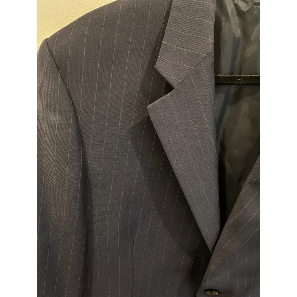 Lauren Ralph Lauren Wool Cashmere Navy Blue Pinstripe‎ Blazer 42R